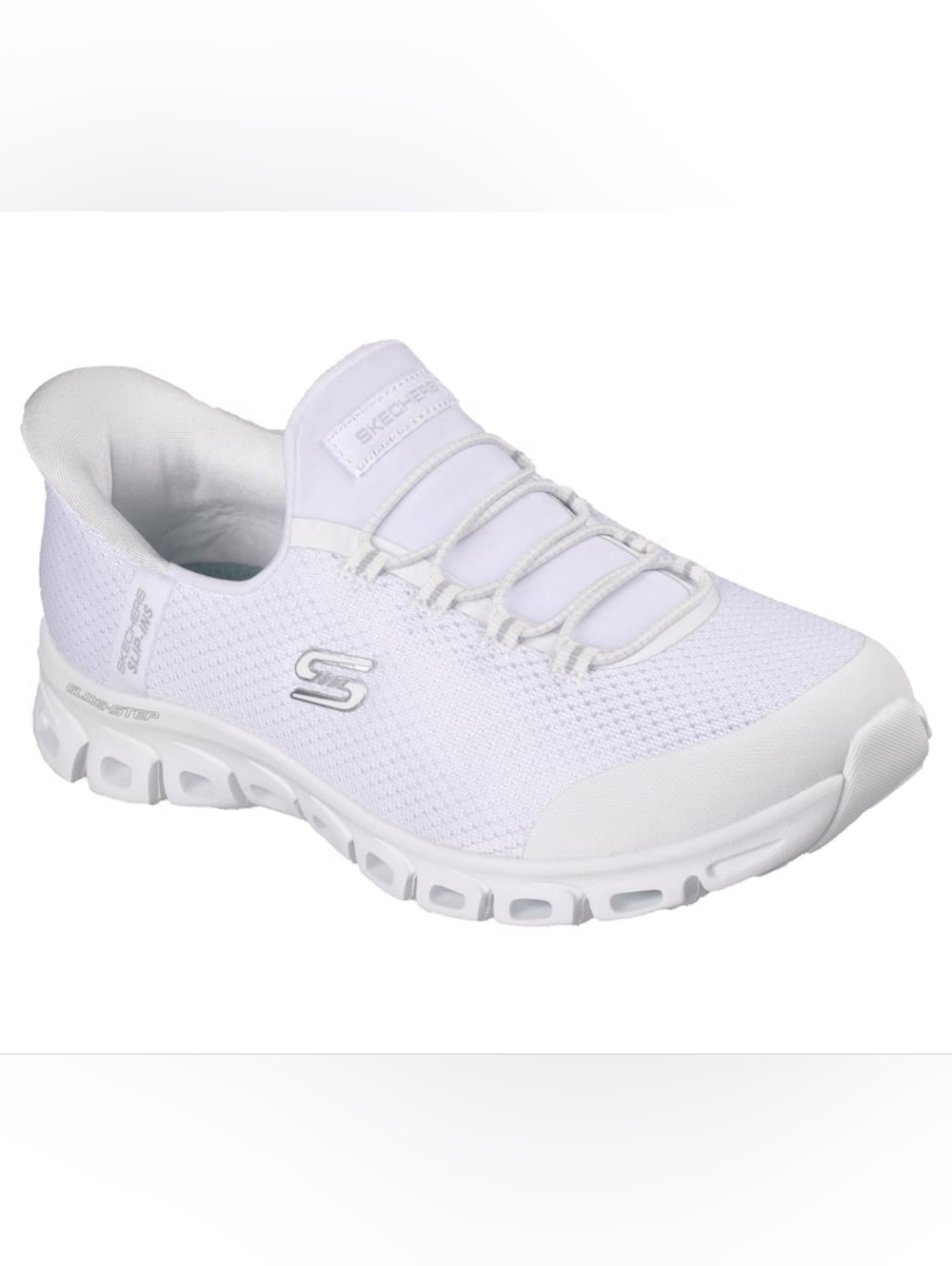 Skechers Women's All-White Slip-On Knit Athletic Shoe
